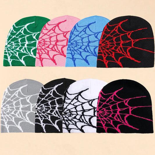 Spider Web Hip Hop Knit Beanie Stretch Warm Hat
