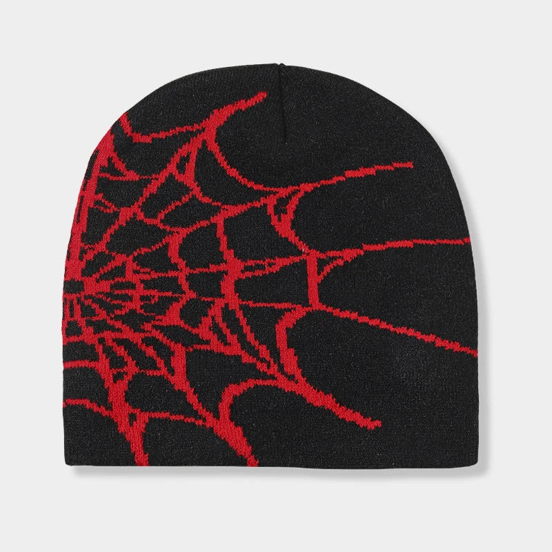 Spider Web Hip Hop Knit Beanie Stretch Warm Hat